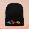 Kids' Embroidered Dinosaur Y2k Style Lightweight Breathable Knit Cap - Image 2