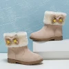Girls Bow Decor Thermal Lined Zipper Side Boots - Image 2