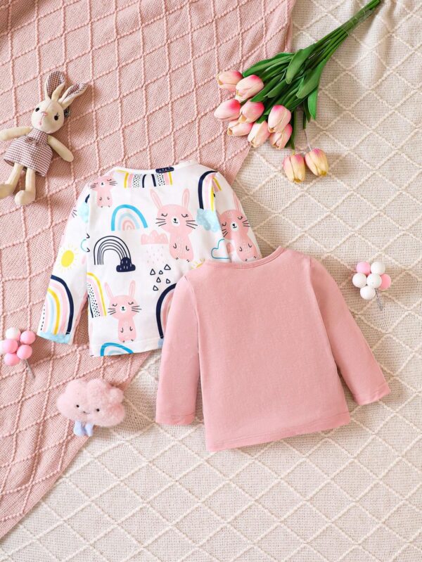 Baby Girl 2pcs Cartoon Graphic Tee - Image 2