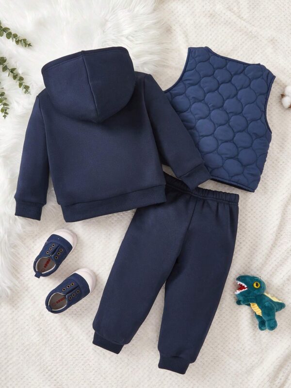 Baby Boy Letter Graphic Vest Coat & Sweatpants & Hoodie - Image 2