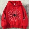 Teen Boy Spider Web Print Drop Shoulder Hoodie