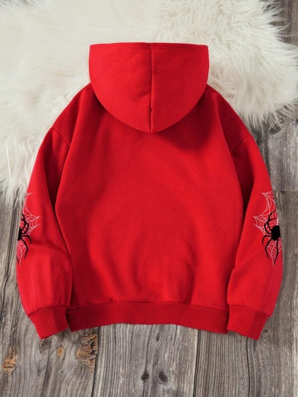 Teen Boy Spider Web Print Drop Shoulder Hoodie - Image 2
