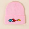Kids' Embroidered Dinosaur Y2k Style Lightweight Breathable Knit Cap - Image 3
