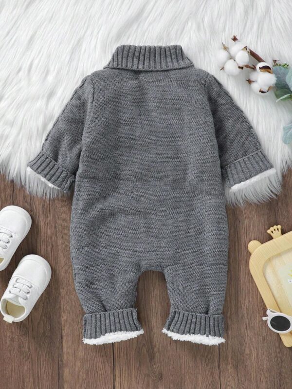 Baby Boy Double Breasted Cable Knit Jumpsuit - Image 2